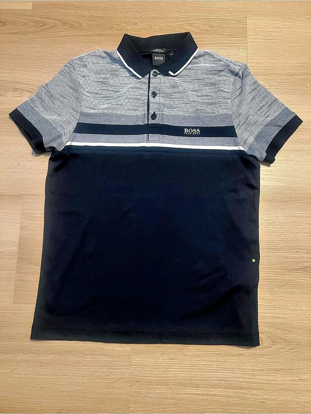 BOSS Color Block Polo in Black & Gray Size Medium